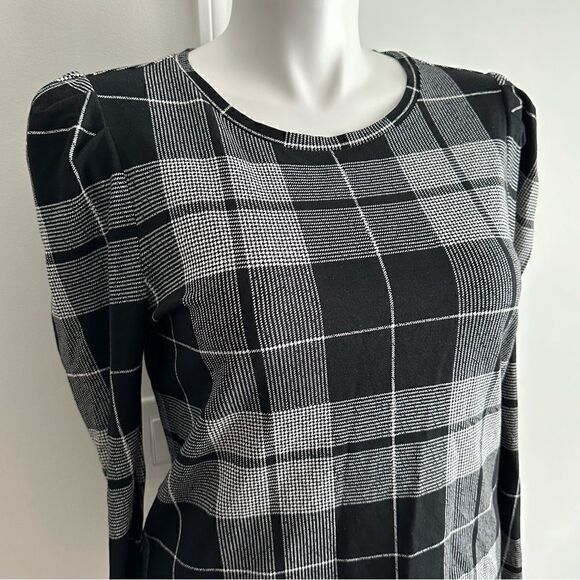 Gray Plaid Top, Size Large, Ann Taylor - Picture 3 of 7
